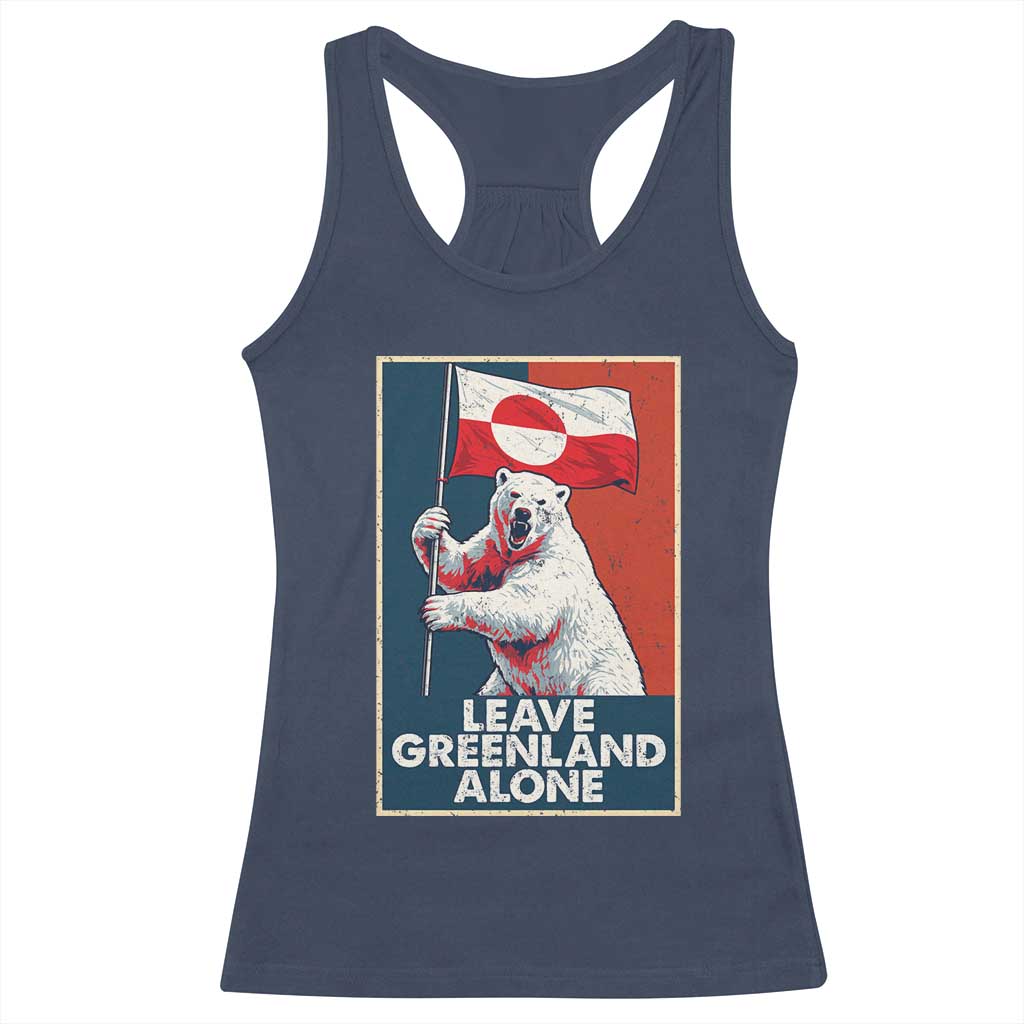 Leave Greenland Alone Racerback Tank Top Polar Bear Holding Flag Greenlanders Supports