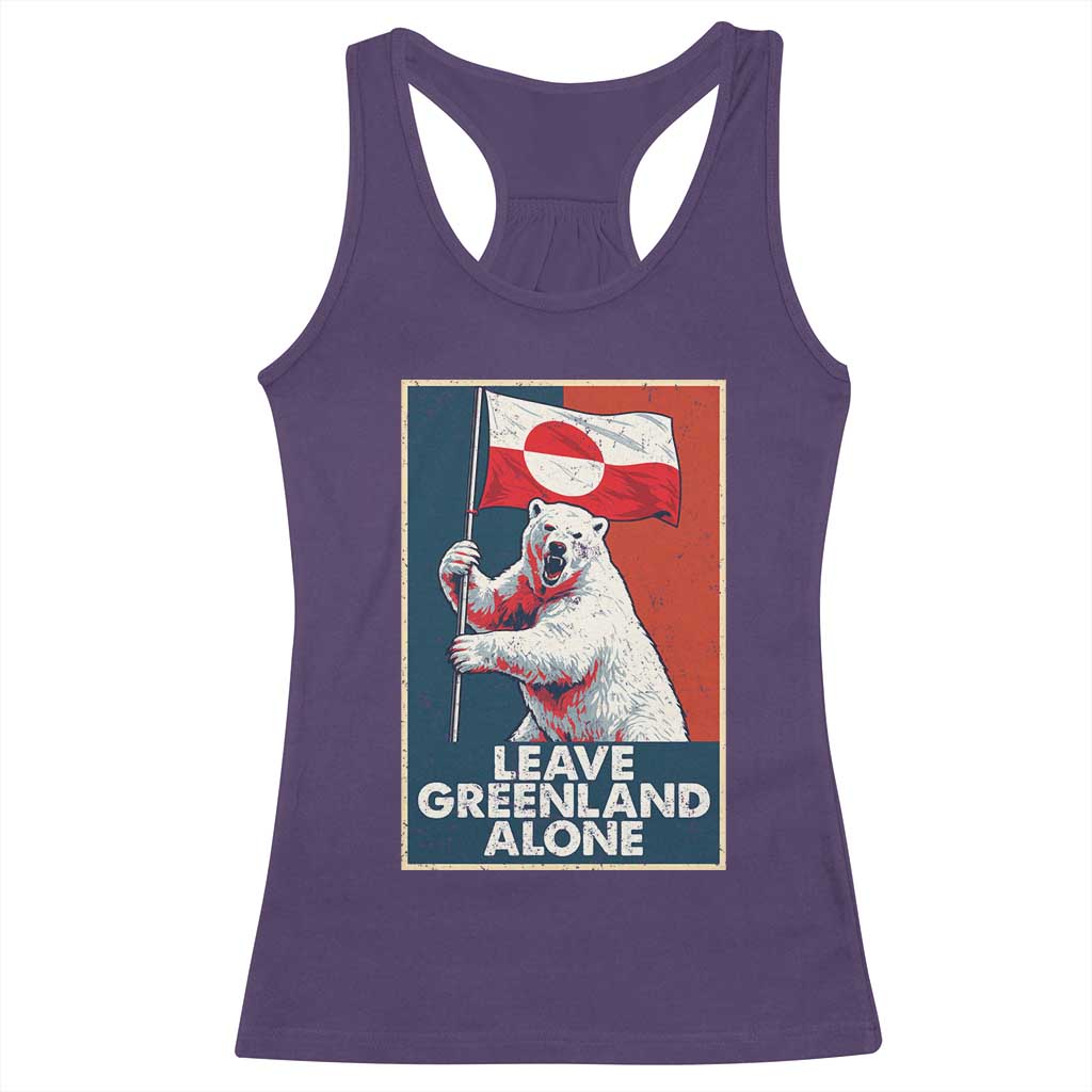 Leave Greenland Alone Racerback Tank Top Polar Bear Holding Flag Greenlanders Supports