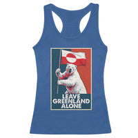 Leave Greenland Alone Racerback Tank Top Polar Bear Holding Flag Greenlanders Supports