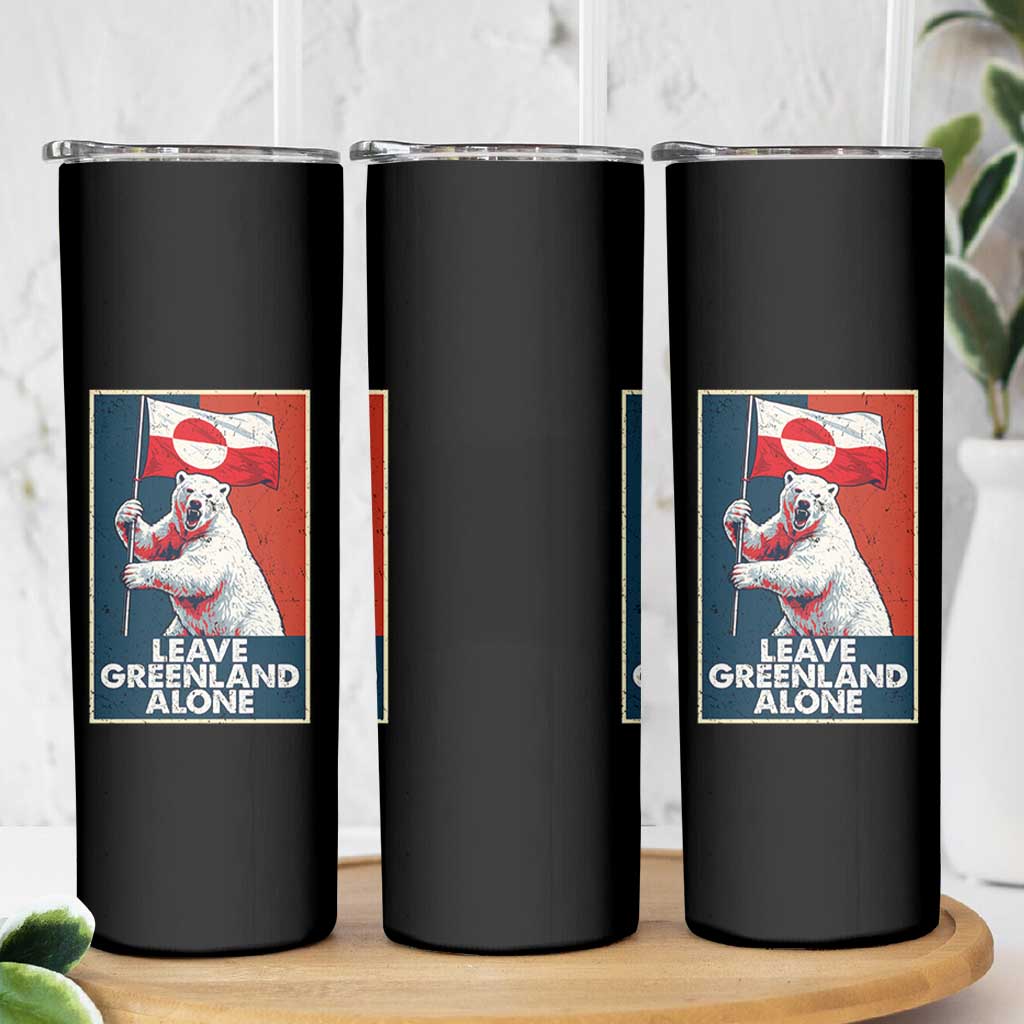 Leave Greenland Alone Skinny Tumbler Polar Bear Holding Flag Greenlanders Supports