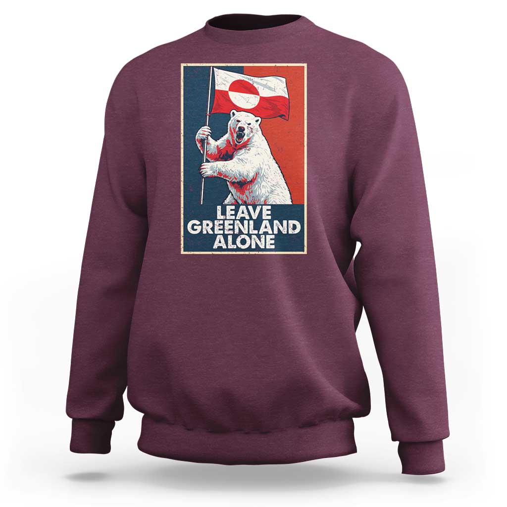 Leave Greenland Alone Sweatshirt Polar Bear Holding Flag Greenlanders Supports