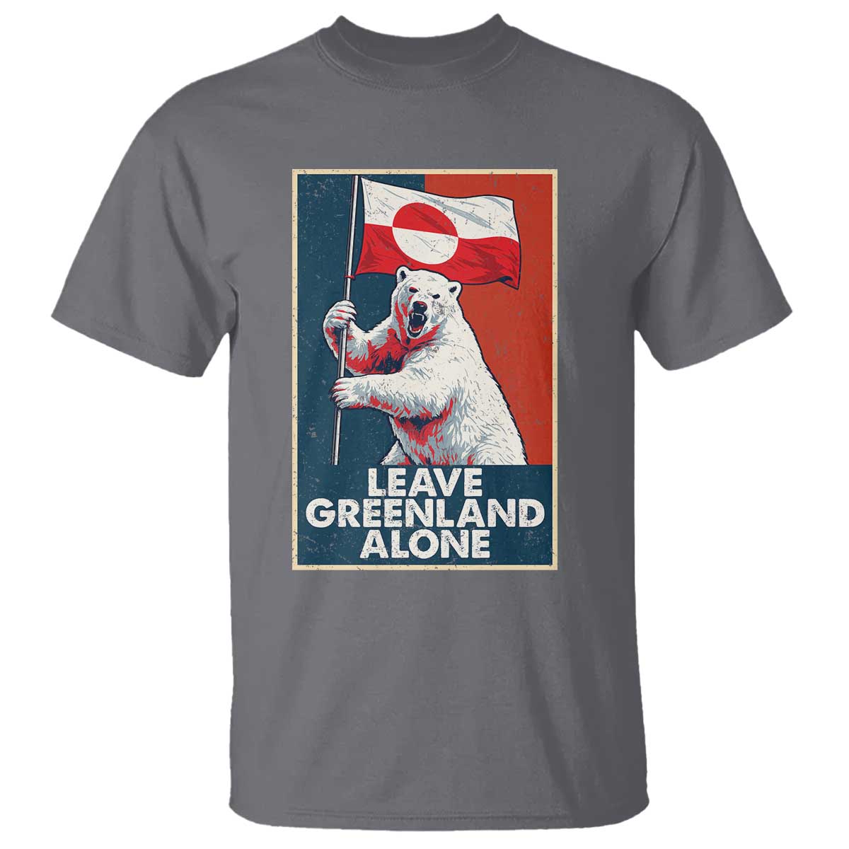 Leave Greenland Alone T Shirt Polar Bear Holding Flag Greenlanders Supports