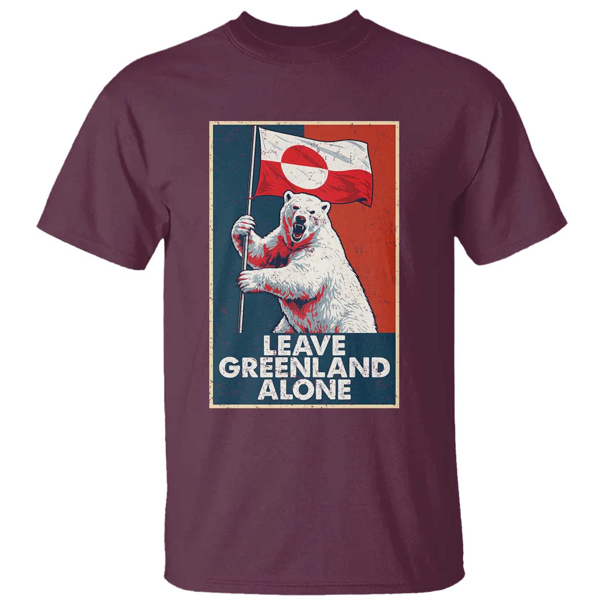 Leave Greenland Alone T Shirt Polar Bear Holding Flag Greenlanders Supports