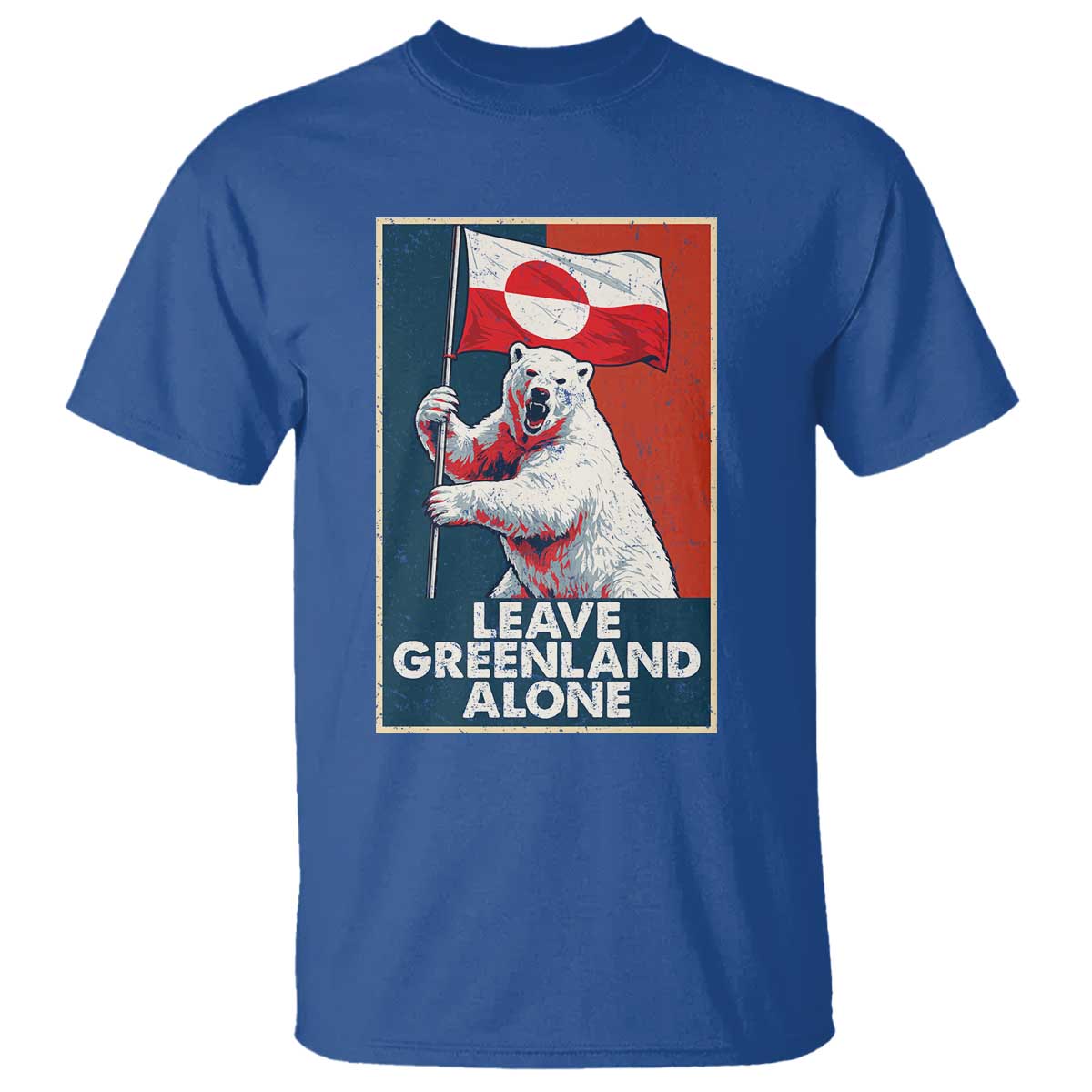 Leave Greenland Alone T Shirt Polar Bear Holding Flag Greenlanders Supports