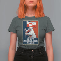 Leave Greenland Alone T Shirt For Women Polar Bear Holding Flag Greenlanders Supports