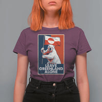 Leave Greenland Alone T Shirt For Women Polar Bear Holding Flag Greenlanders Supports