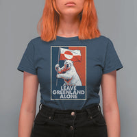 Leave Greenland Alone T Shirt For Women Polar Bear Holding Flag Greenlanders Supports