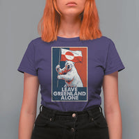 Leave Greenland Alone T Shirt For Women Polar Bear Holding Flag Greenlanders Supports
