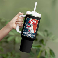 Leave Greenland Alone Tumbler With Handle Polar Bear Holding Flag Greenlanders Supports