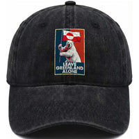 Leave Greenland Alone Washed Cotton Baseball Cap Polar Bear Holding Flag Greenlanders Supports