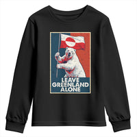 Leave Greenland Alone Youth Sweatshirt Polar Bear Holding Flag Greenlanders Supports
