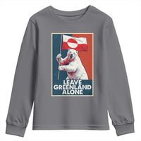 Leave Greenland Alone Youth Sweatshirt Polar Bear Holding Flag Greenlanders Supports