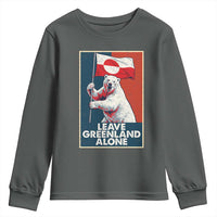 Leave Greenland Alone Youth Sweatshirt Polar Bear Holding Flag Greenlanders Supports
