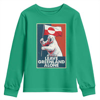 Leave Greenland Alone Youth Sweatshirt Polar Bear Holding Flag Greenlanders Supports