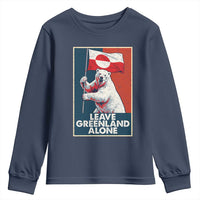 Leave Greenland Alone Youth Sweatshirt Polar Bear Holding Flag Greenlanders Supports
