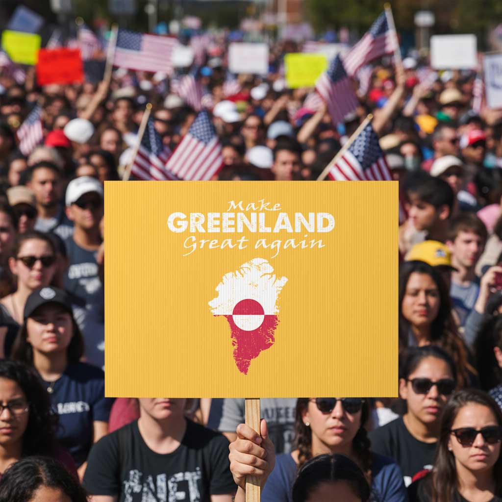 Make Greenland Great Again Protest Sign Act USA 51st State Greenland
