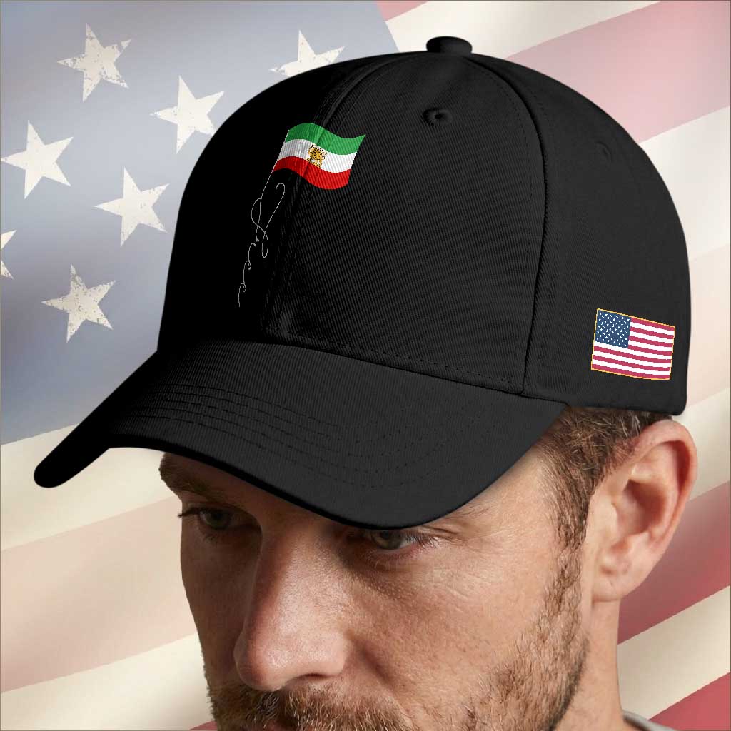 Free Iran Baseball Cap Patriotic Iranian Lion and Sun Flag