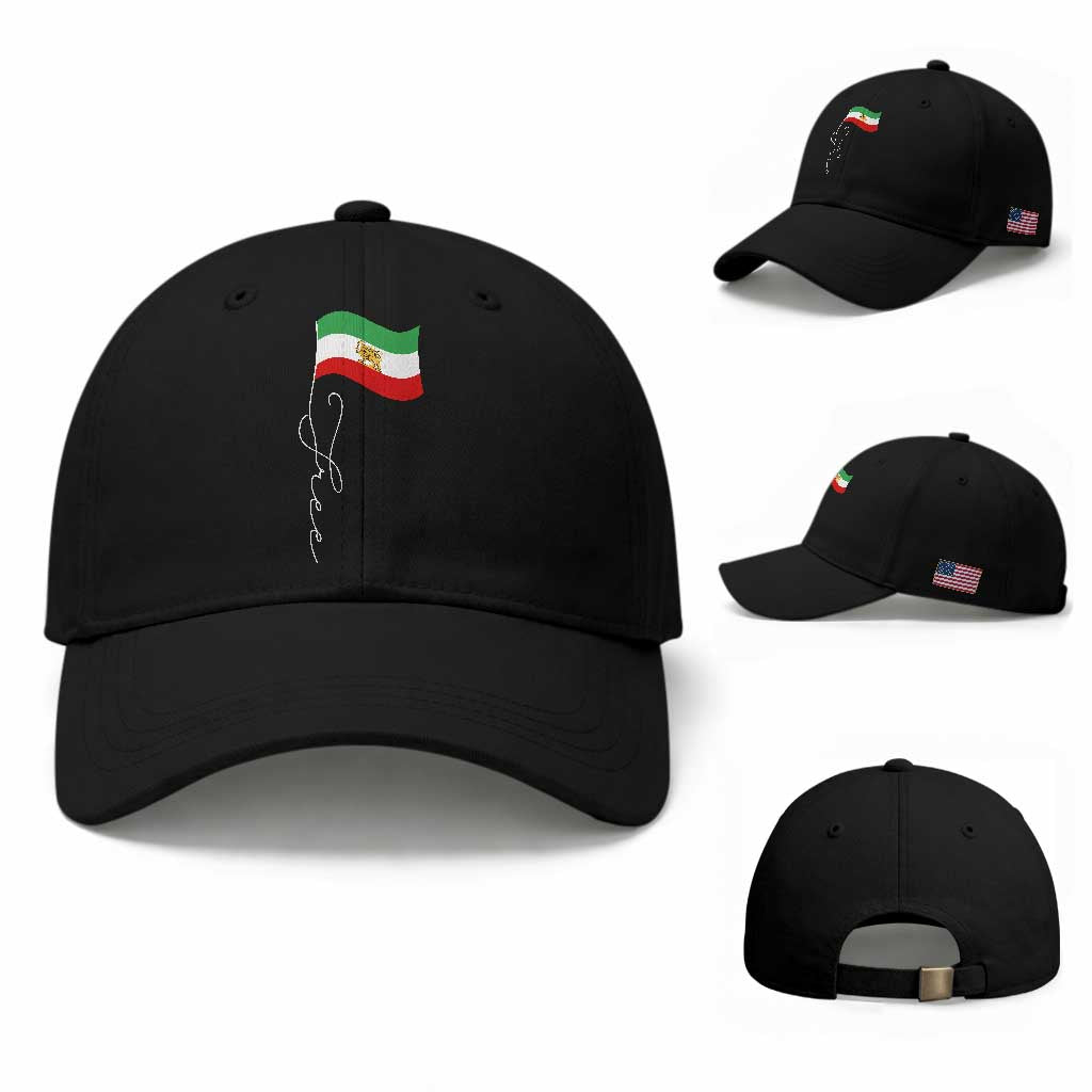 Free Iran Baseball Cap Patriotic Iranian Lion and Sun Flag
