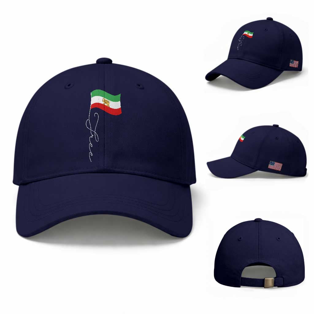 Free Iran Baseball Cap Patriotic Iranian Lion and Sun Flag