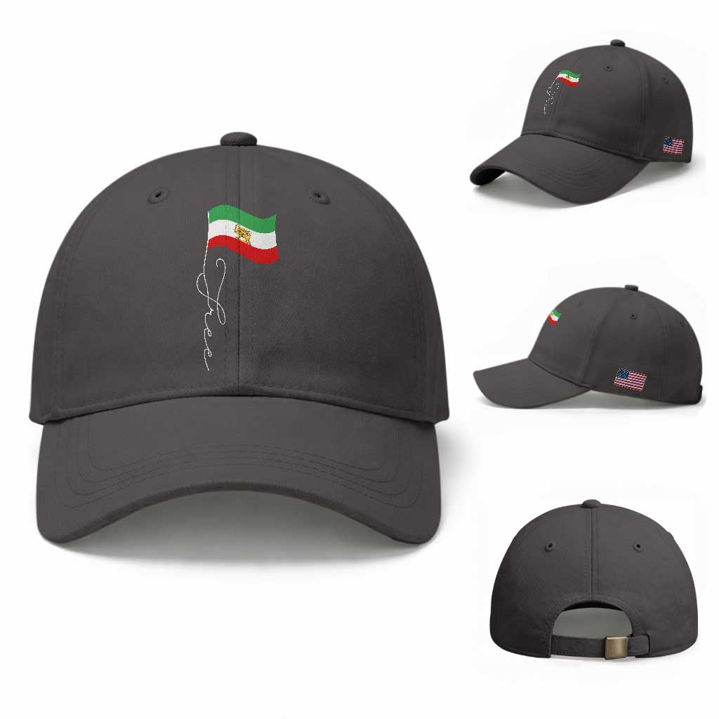 Free Iran Baseball Cap Patriotic Iranian Lion and Sun Flag