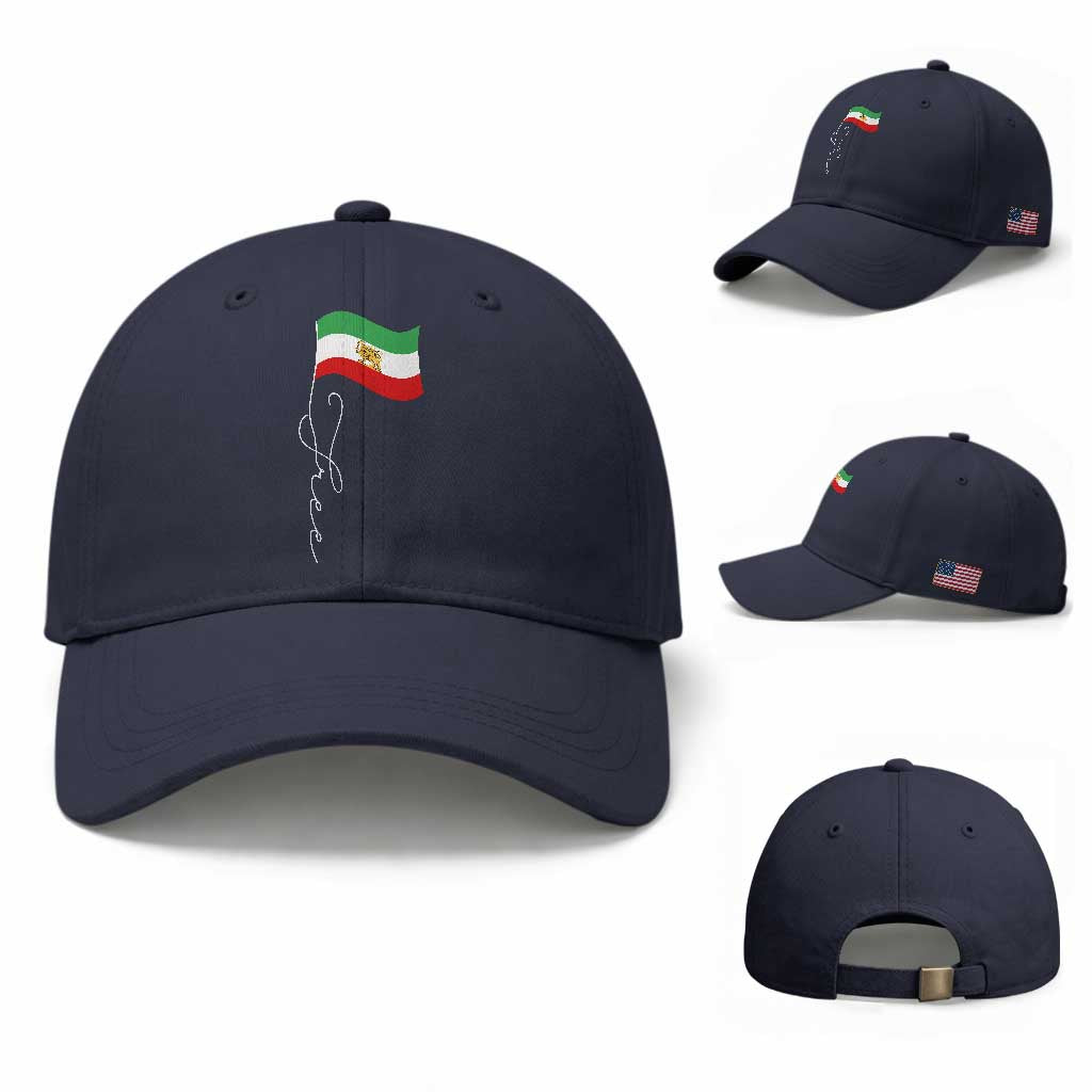 Free Iran Baseball Cap Patriotic Iranian Lion and Sun Flag