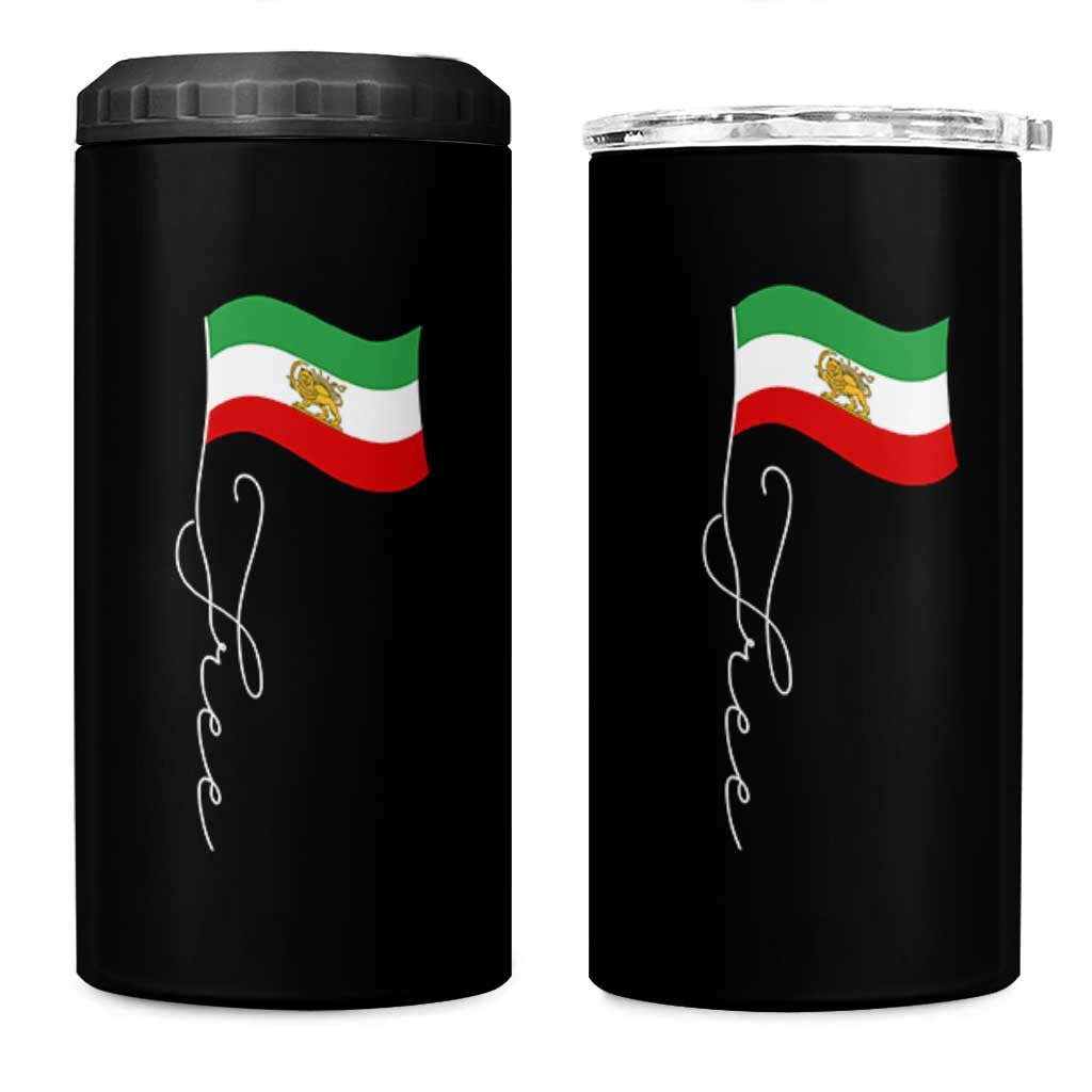 Free Iran 4 in 1 Can Cooler Tumbler Patriotic Iranian Lion and Sun Flag