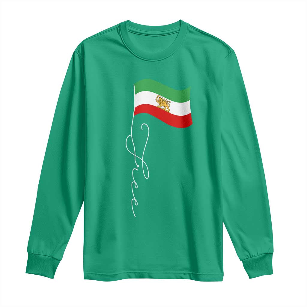 Free Iran Long Sleeve Shirt Patriotic Iranian Lion and Sun Flag