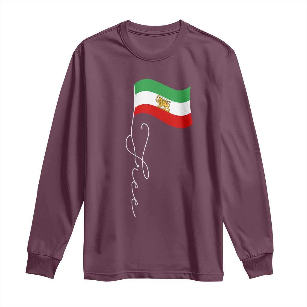 Free Iran Long Sleeve Shirt Patriotic Iranian Lion and Sun Flag