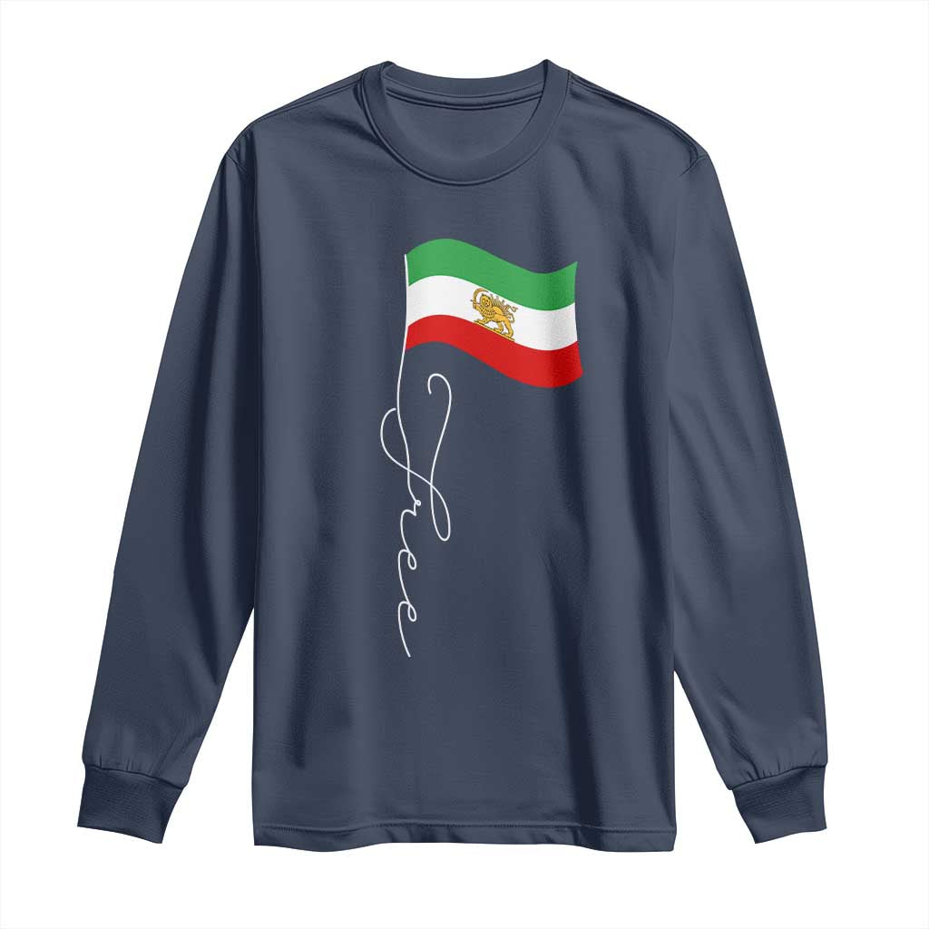Free Iran Long Sleeve Shirt Patriotic Iranian Lion and Sun Flag