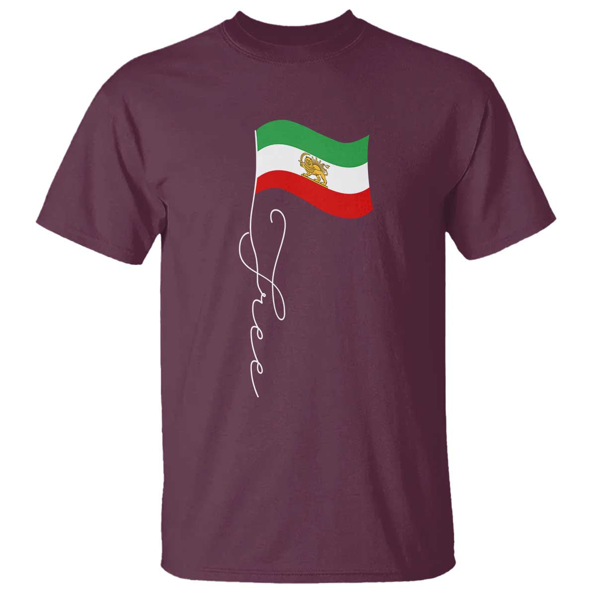 Free Iran T Shirt Patriotic Iranian Lion and Sun Flag
