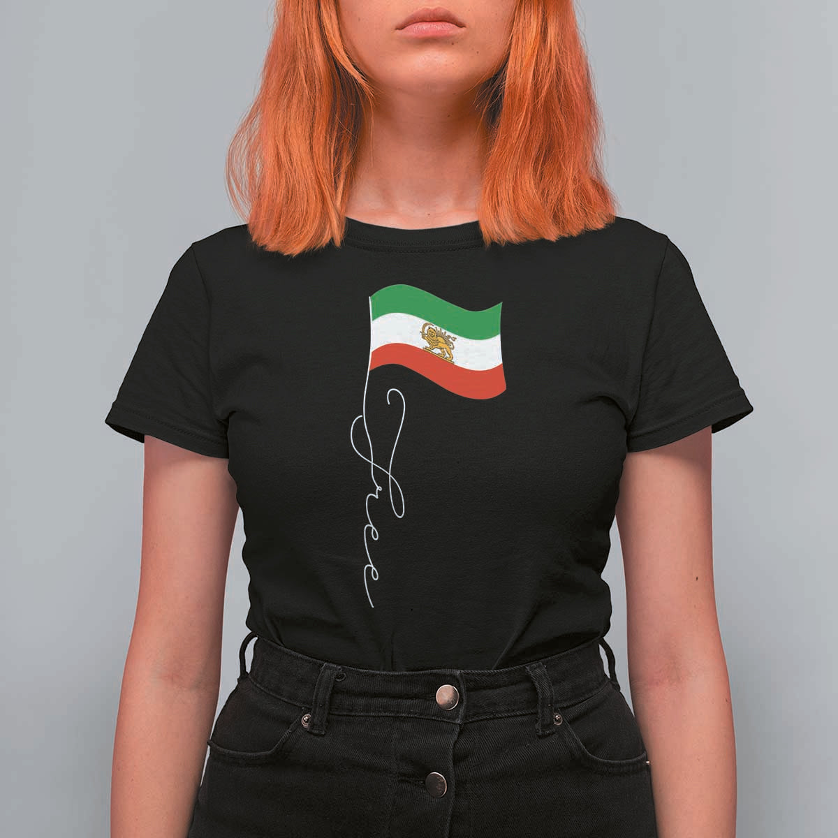 Free Iran T Shirt For Women Patriotic Iranian Lion and Sun Flag