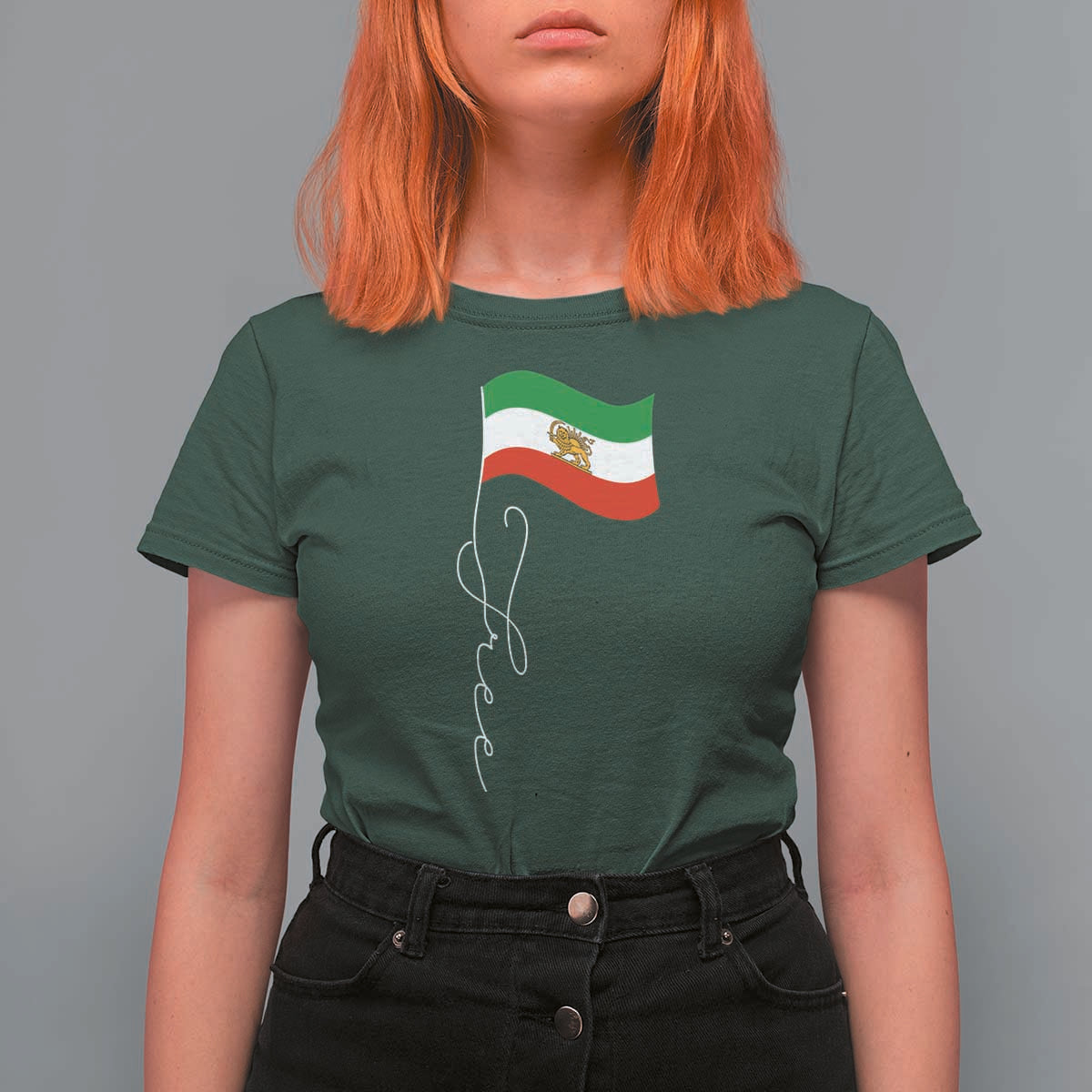Free Iran T Shirt For Women Patriotic Iranian Lion and Sun Flag