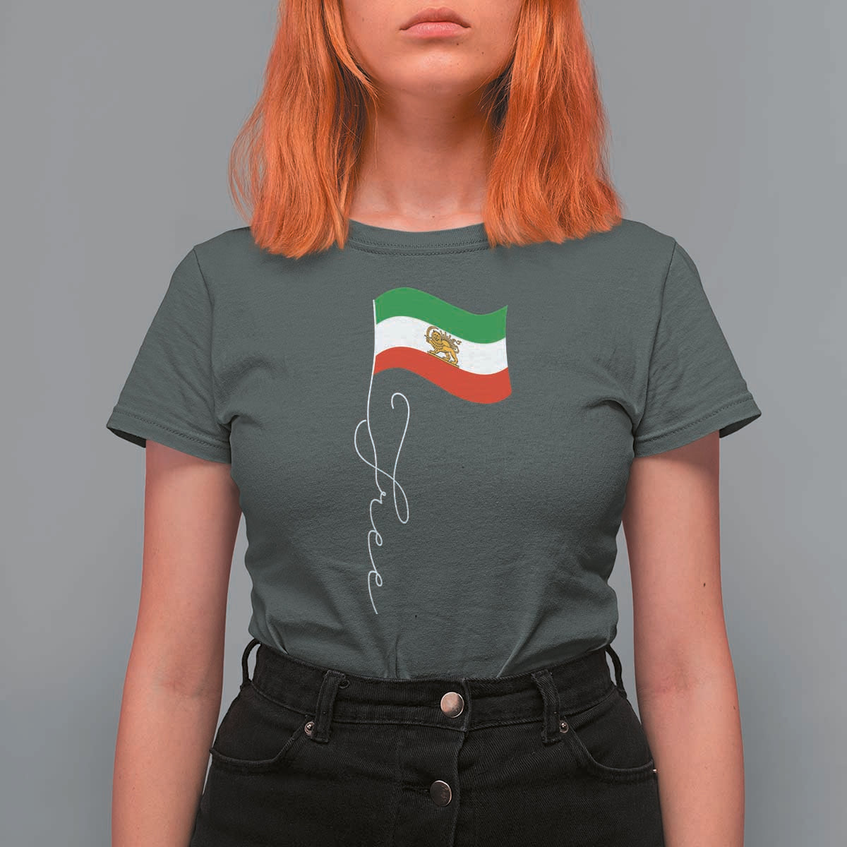 Free Iran T Shirt For Women Patriotic Iranian Lion and Sun Flag