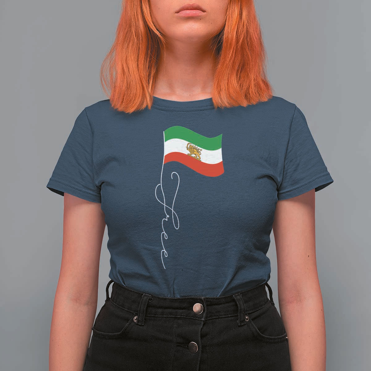 Free Iran T Shirt For Women Patriotic Iranian Lion and Sun Flag