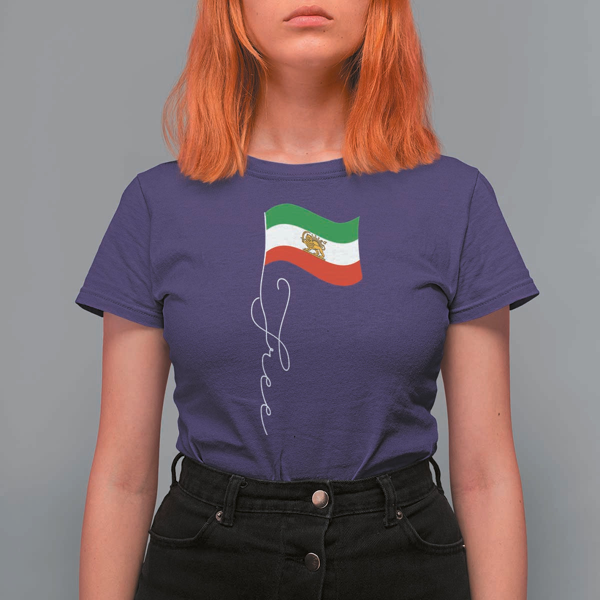 Free Iran T Shirt For Women Patriotic Iranian Lion and Sun Flag