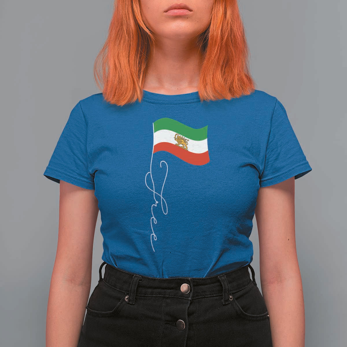 Free Iran T Shirt For Women Patriotic Iranian Lion and Sun Flag