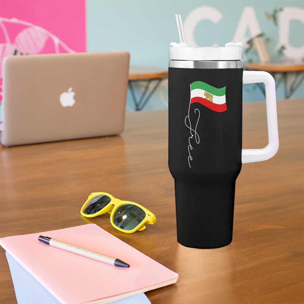 Free Iran Tumbler With Handle Patriotic Iranian Lion and Sun Flag