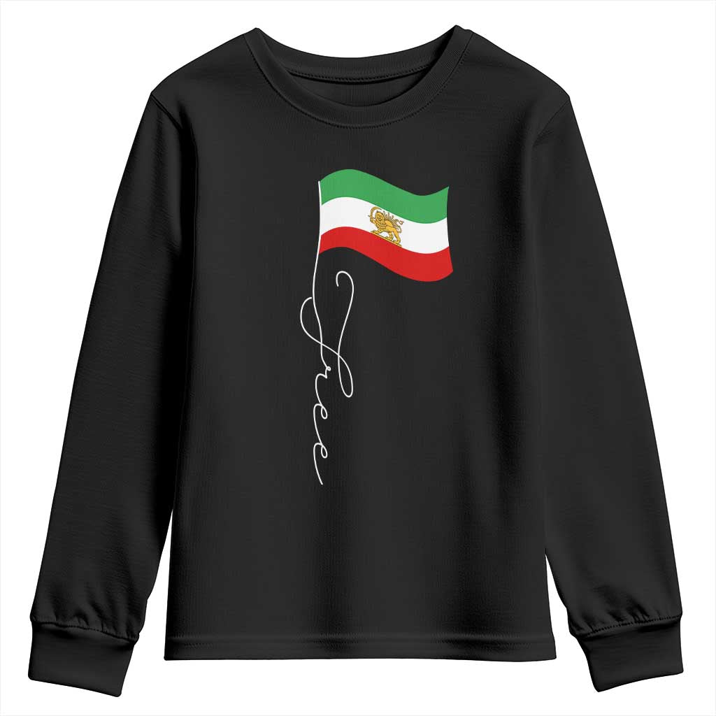 Free Iran Youth Sweatshirt Patriotic Iranian Lion and Sun Flag