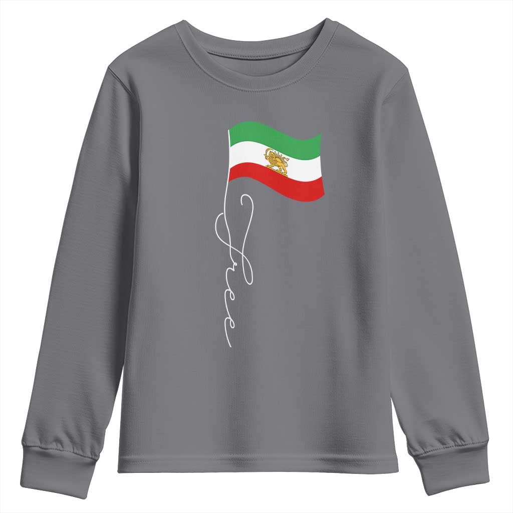 Free Iran Youth Sweatshirt Patriotic Iranian Lion and Sun Flag