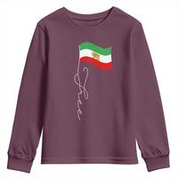 Free Iran Youth Sweatshirt Patriotic Iranian Lion and Sun Flag
