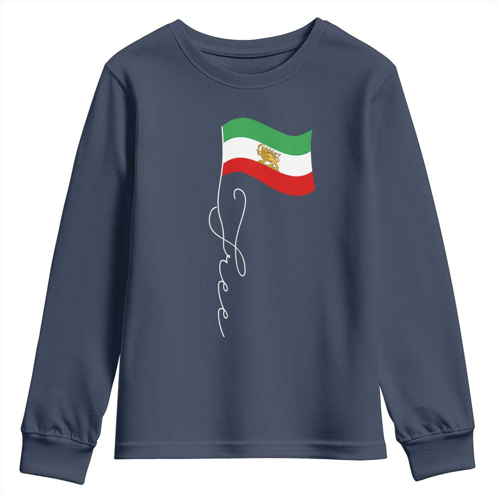 Free Iran Youth Sweatshirt Patriotic Iranian Lion and Sun Flag