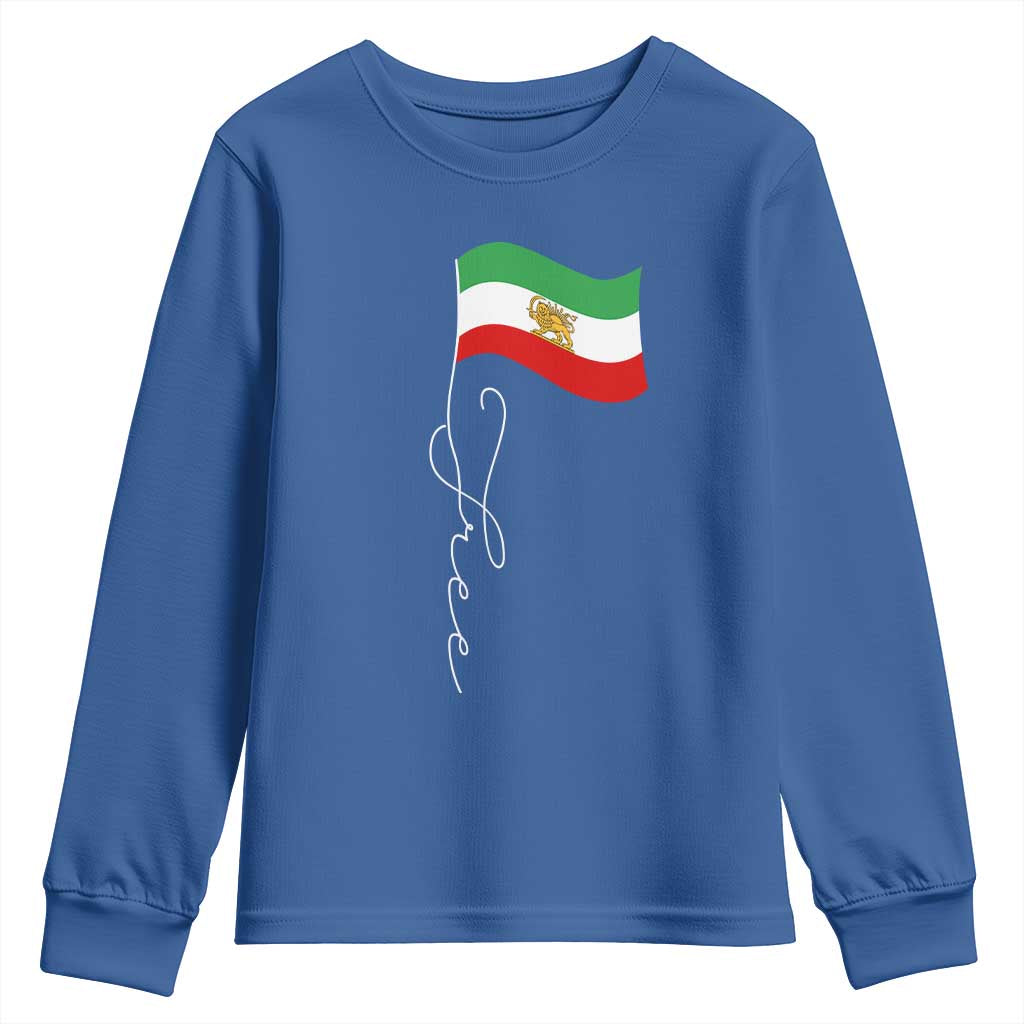 Free Iran Youth Sweatshirt Patriotic Iranian Lion and Sun Flag