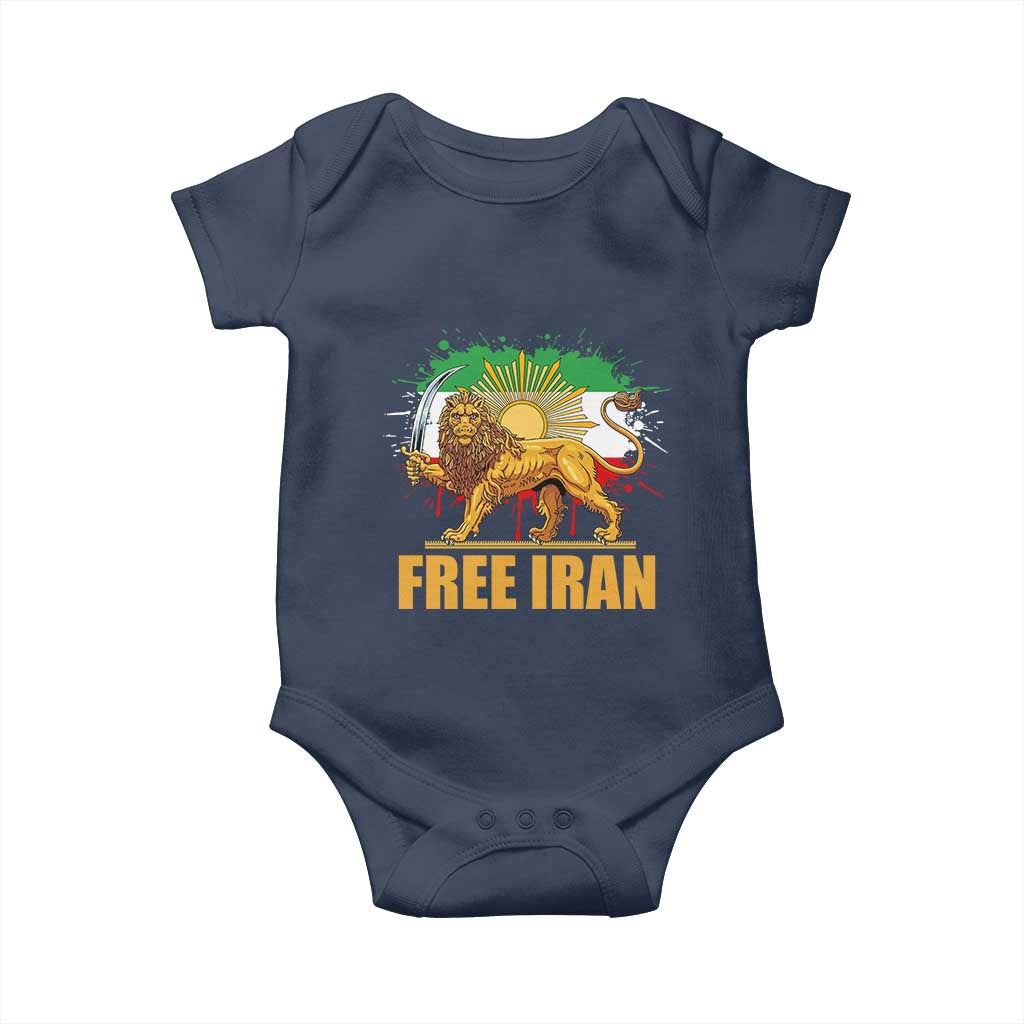Free Iran Baby Onesie Iran Flag Lion And Sun Persian Pride Iranian Protests