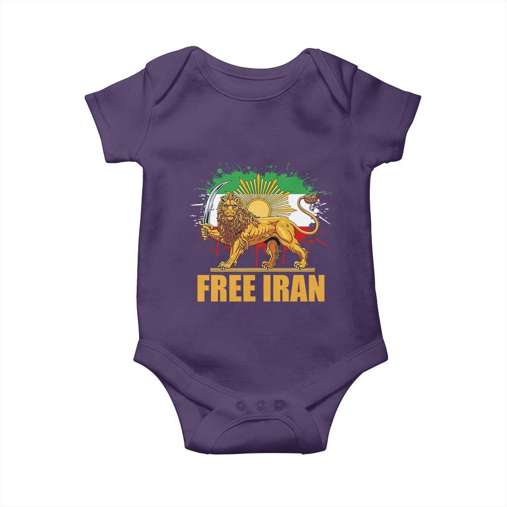 Free Iran Baby Onesie Iran Flag Lion And Sun Persian Pride Iranian Protests