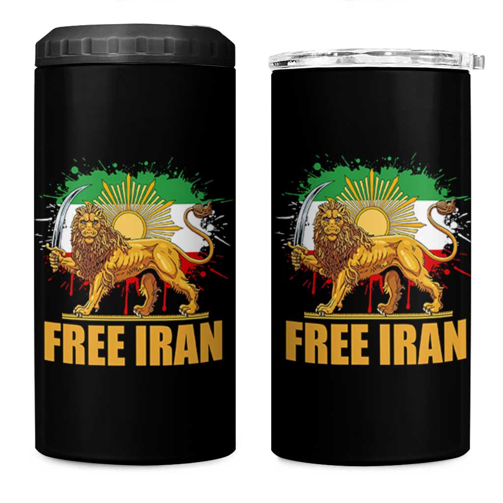 Free Iran 4 in 1 Can Cooler Tumbler Iran Flag Lion And Sun Persian Pride Iranian Protests