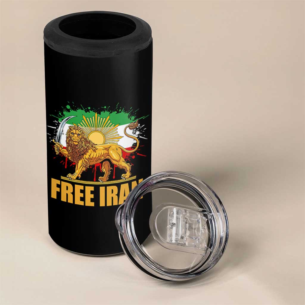 Free Iran 4 in 1 Can Cooler Tumbler Iran Flag Lion And Sun Persian Pride Iranian Protests