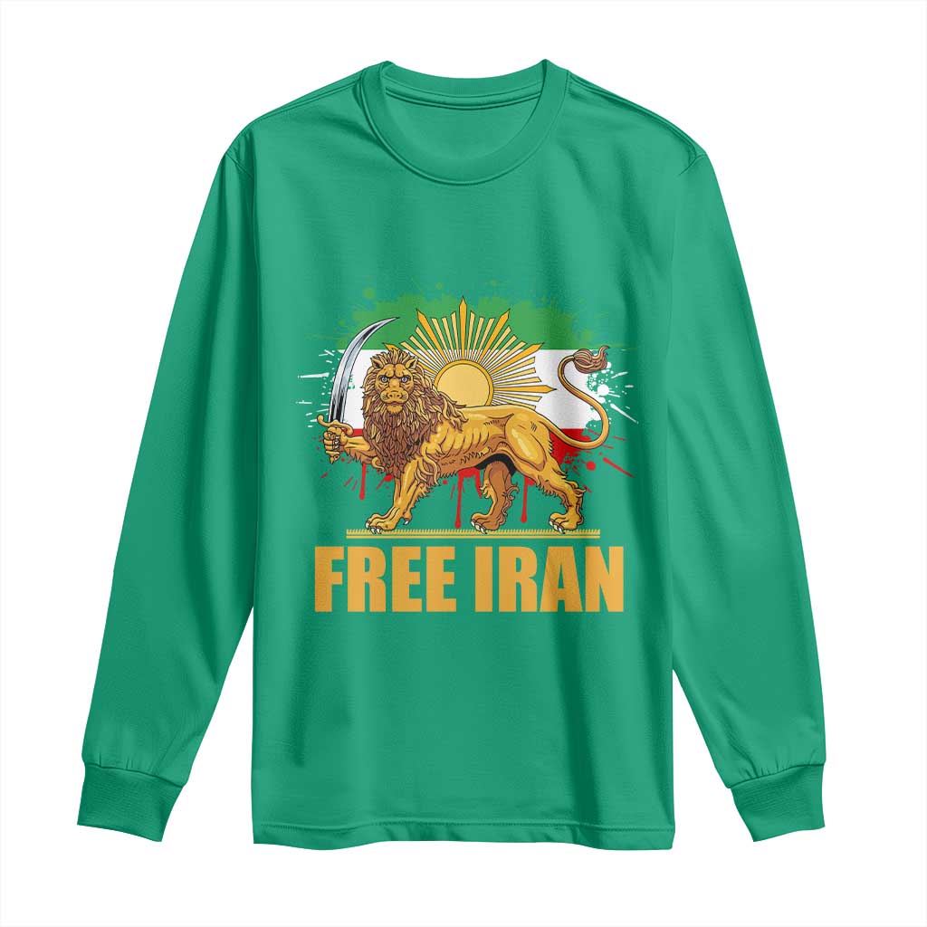 Free Iran Long Sleeve Shirt Iran Flag Lion And Sun Persian Pride Iranian Protests