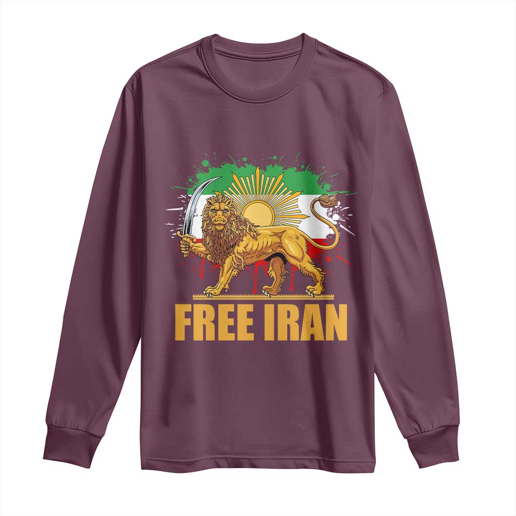 Free Iran Long Sleeve Shirt Iran Flag Lion And Sun Persian Pride Iranian Protests