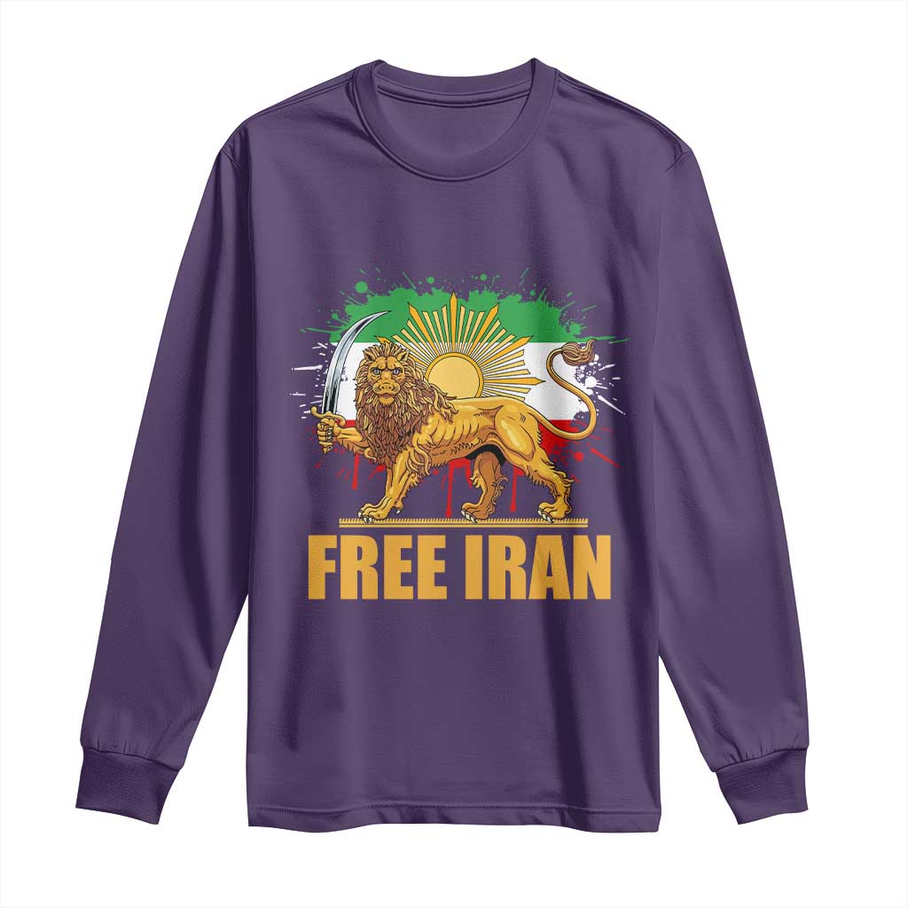 Free Iran Long Sleeve Shirt Iran Flag Lion And Sun Persian Pride Iranian Protests
