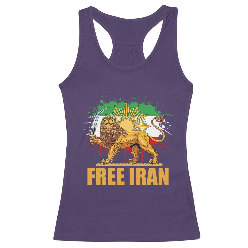 Free Iran Racerback Tank Top Iran Flag Lion And Sun Persian Pride Iranian Protests